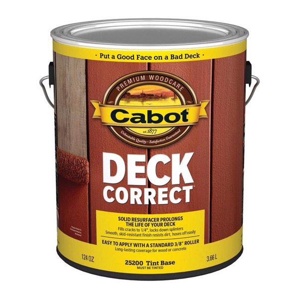 Cabot DeckCorrect Solid Tintable Tint Base Water-Based Acrylic Deck Stain 1 gal 140.0025200.007
